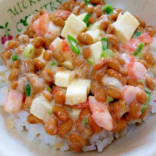 納豆の食べ方-サラダえび＆クリームチーズ♪